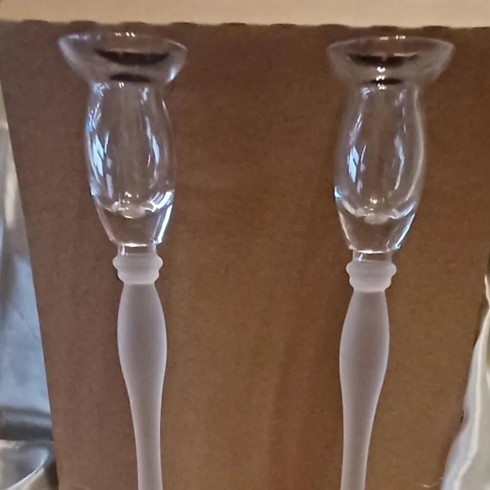 NIB Vintage Mikasa Ballet Frost Crystal Candle Holders - Picture 2 of 6
